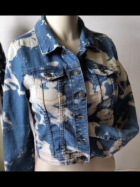 Women's Blue & White Tie-Dye Denim Jacket